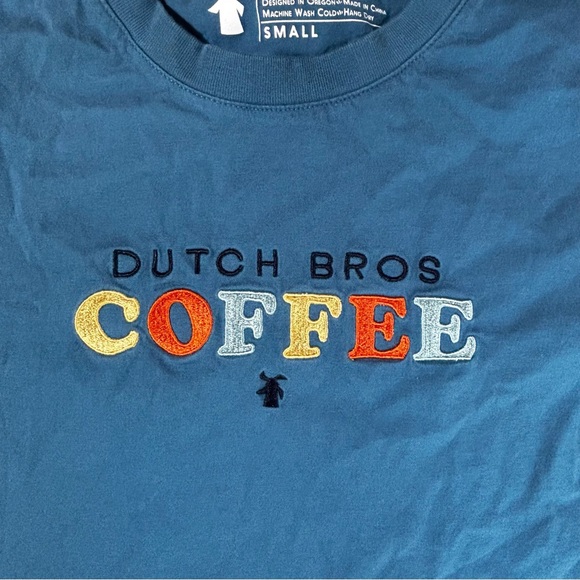 Dutch Bros Coffee Embroidered Logo Cropped Tee Blue Small - Picture 4 of 6